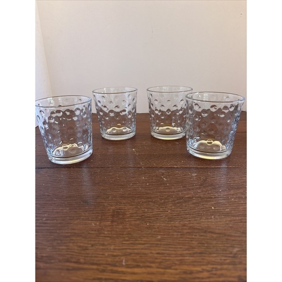 Libbey Other - LIBBEY AWA Clear Polka Dot Optic Pattern Rocks Double‎ Old Fashioned Glasses -4